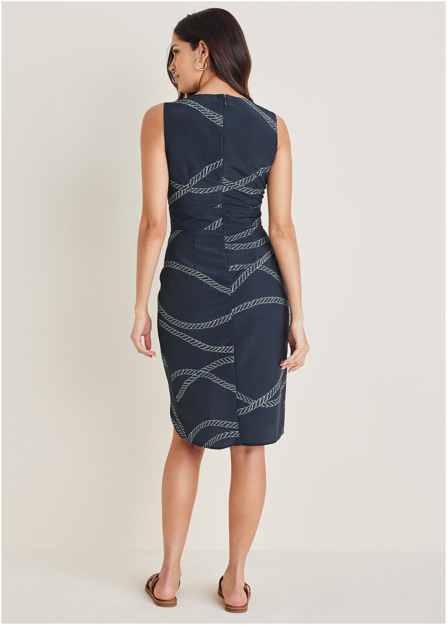 Ruched Side High Low Dress - Yacht Rope Print | Venus Popular Choice