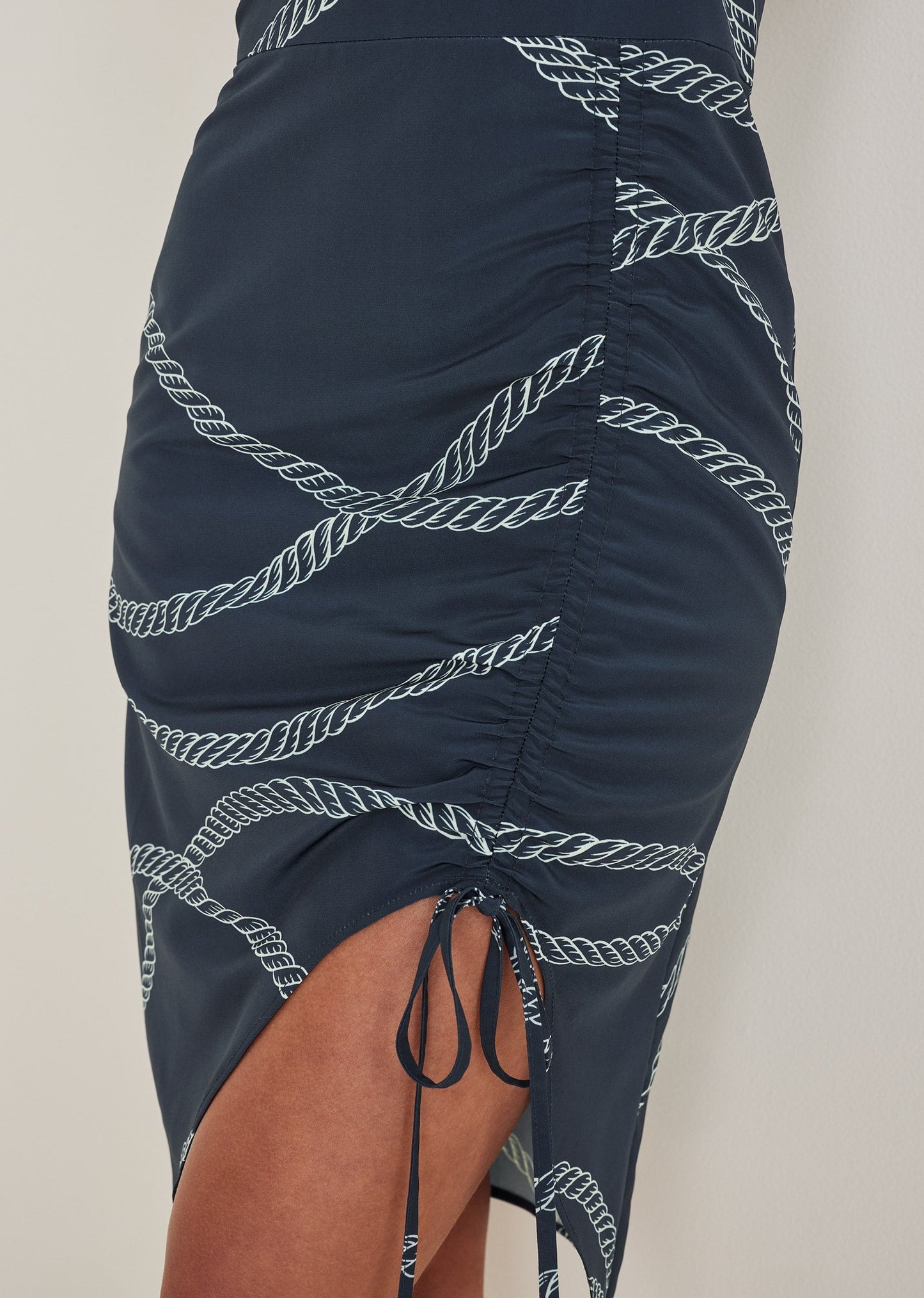 Ruched Side High Low Dress - Yacht Rope Print | Venus Popular Choice