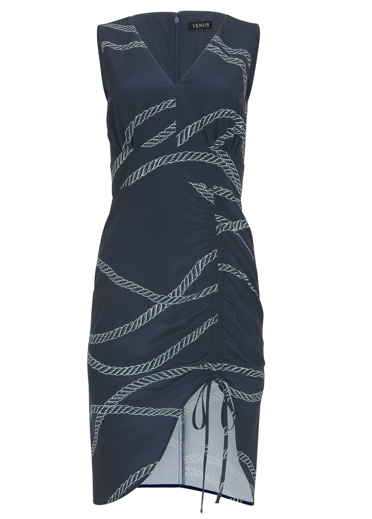 Ruched Side High Low Dress - Yacht Rope Print | Venus Popular Choice