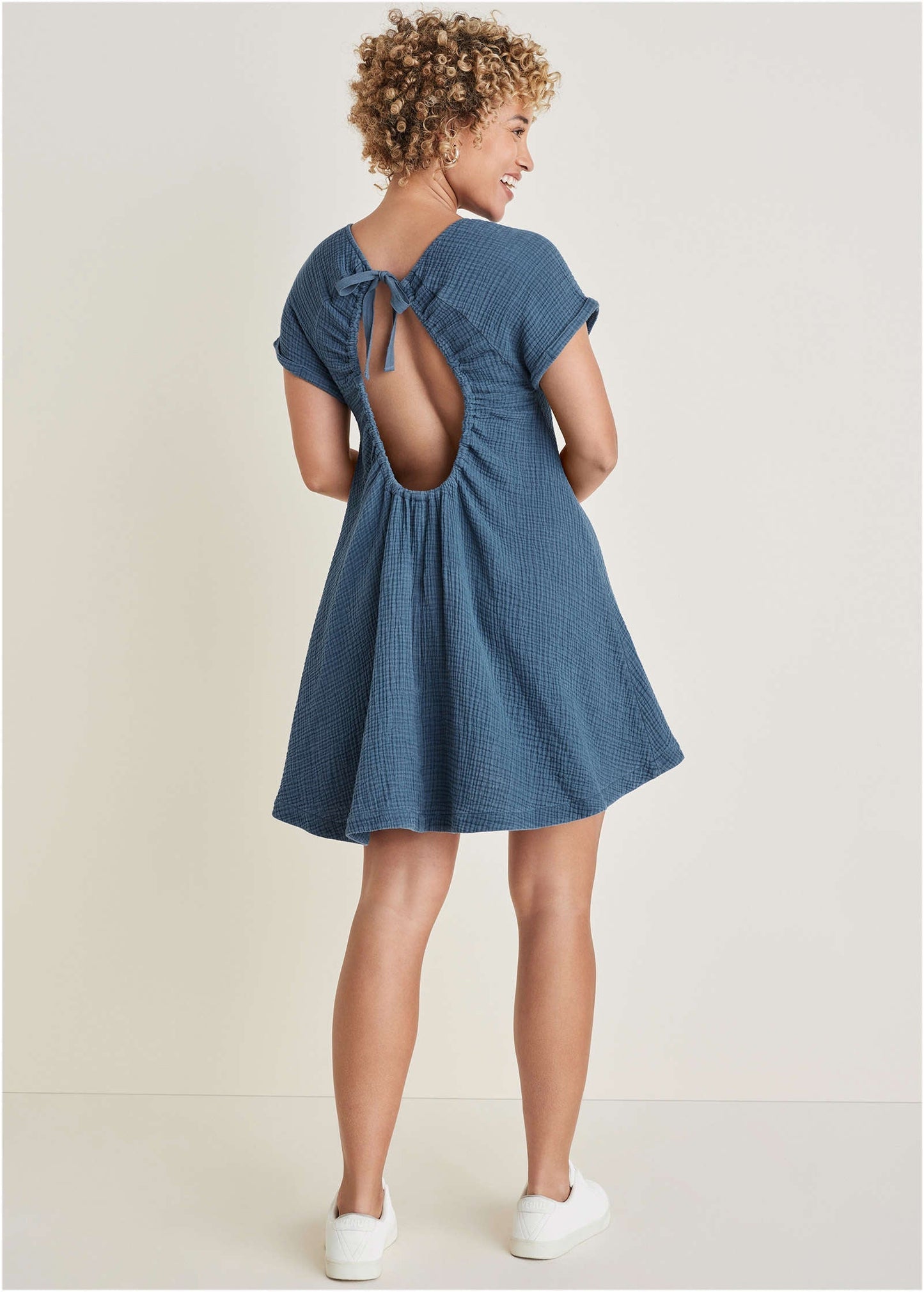 Short Sleeve Gauze Mini - Medium Blue | Venus Customer Favorite