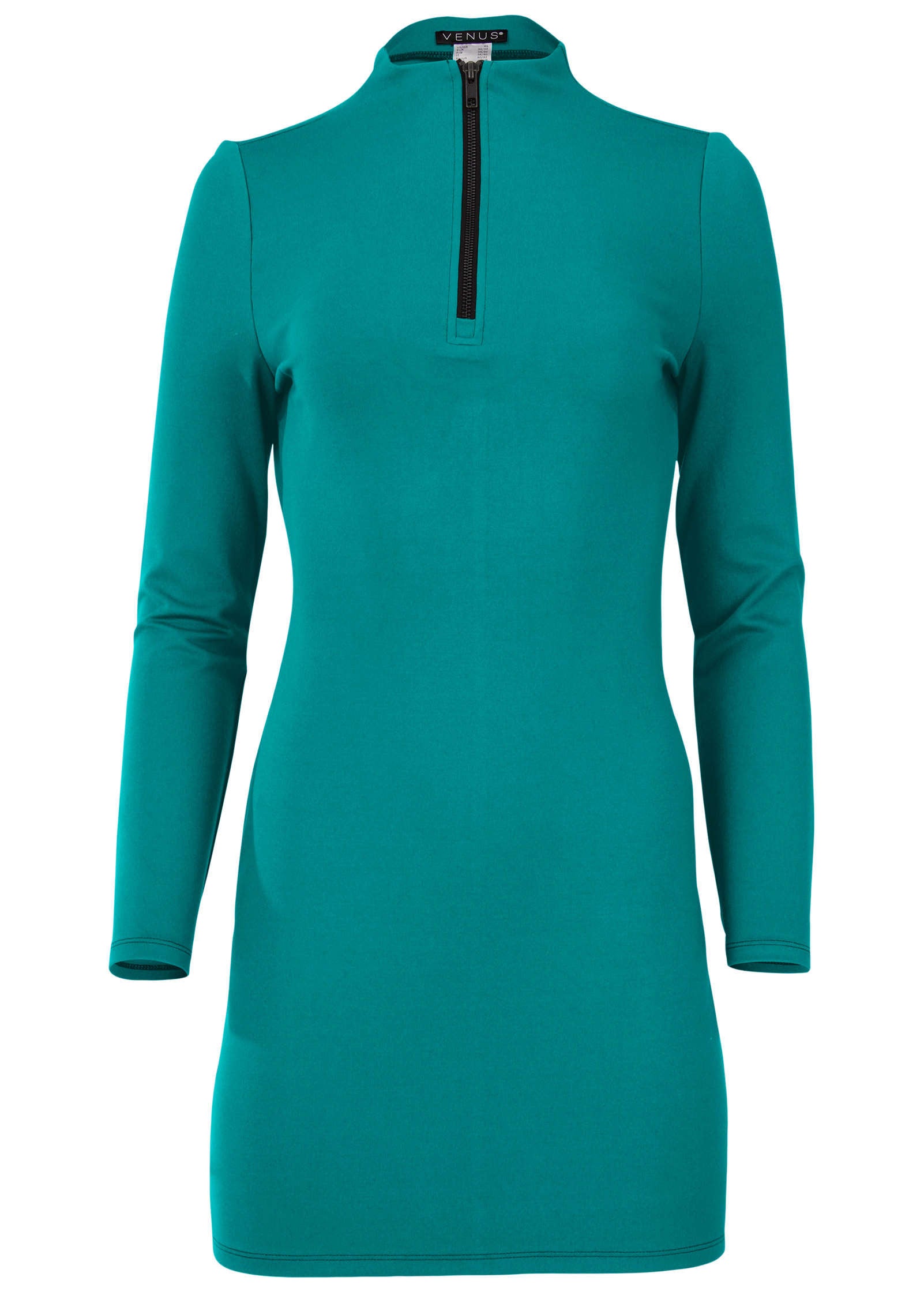 Ponte Zip Front Mini Dress - Tropical Green | Venus Affordable