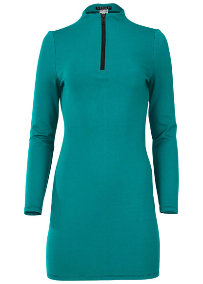 Ponte Zip Front Mini Dress - Tropical Green | Venus Affordable