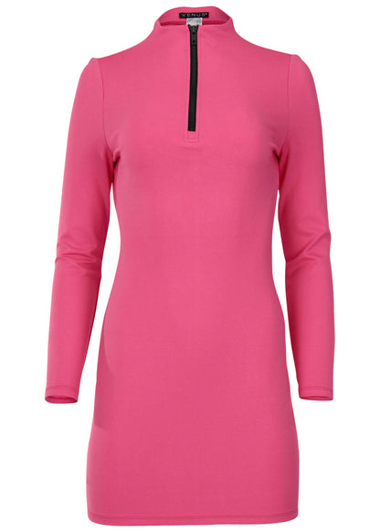 Ponte Zip Front Mini Dress - Hot Pink | Venus Budget Friendly
