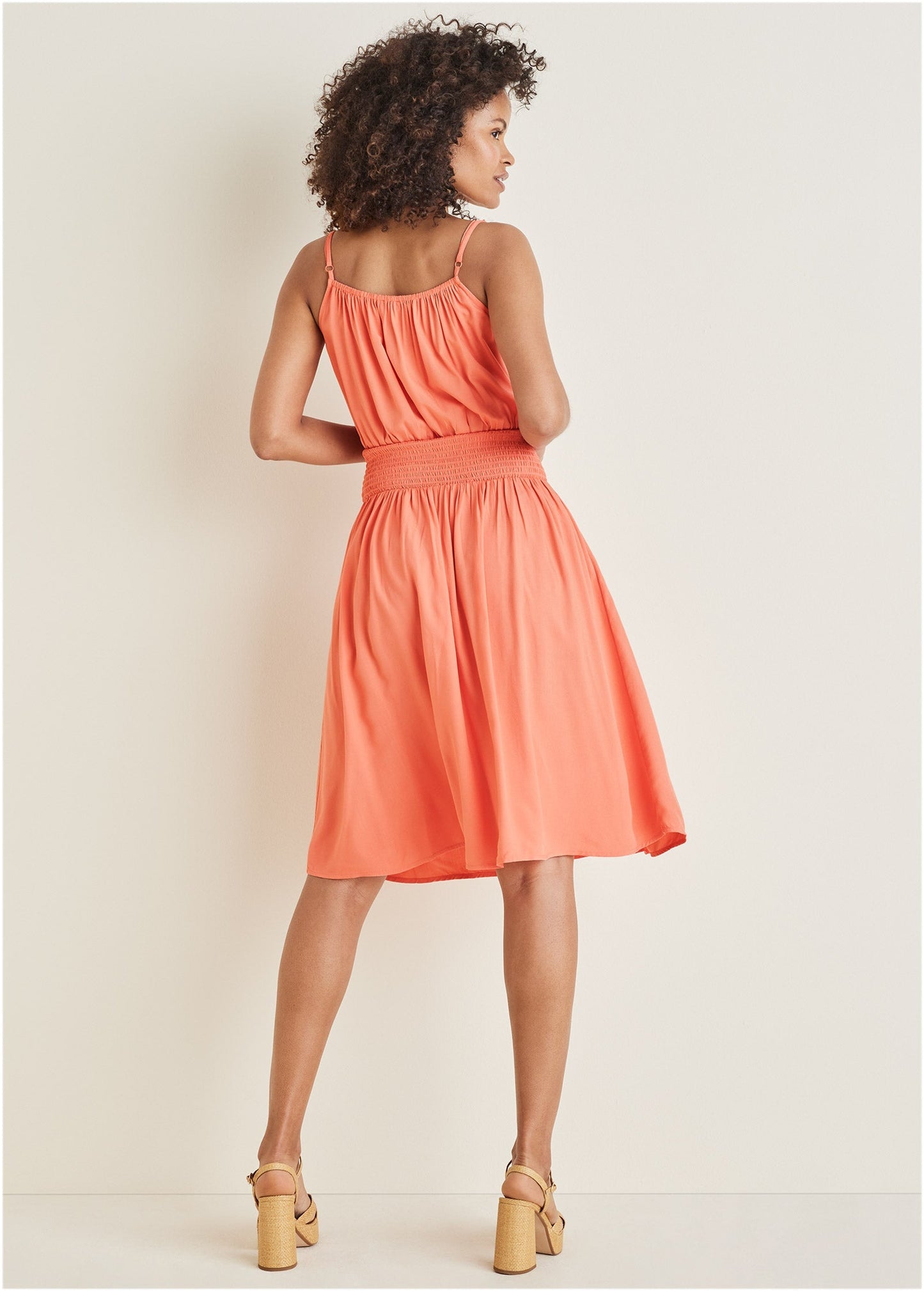 Smocked Midi Dress - Burnt Coral | Venus Popular Choice