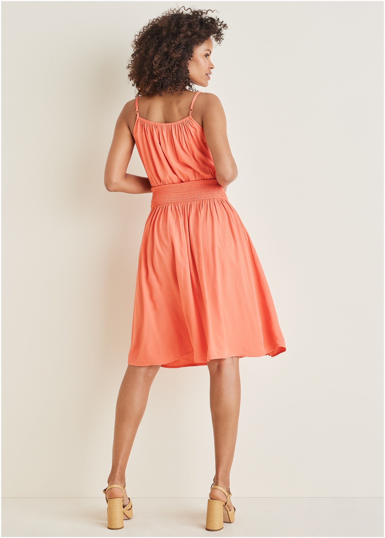 Smocked Midi Dress - Burnt Coral | Venus Popular Choice