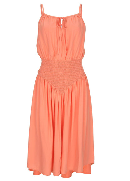 Smocked Midi Dress - Burnt Coral | Venus Popular Choice