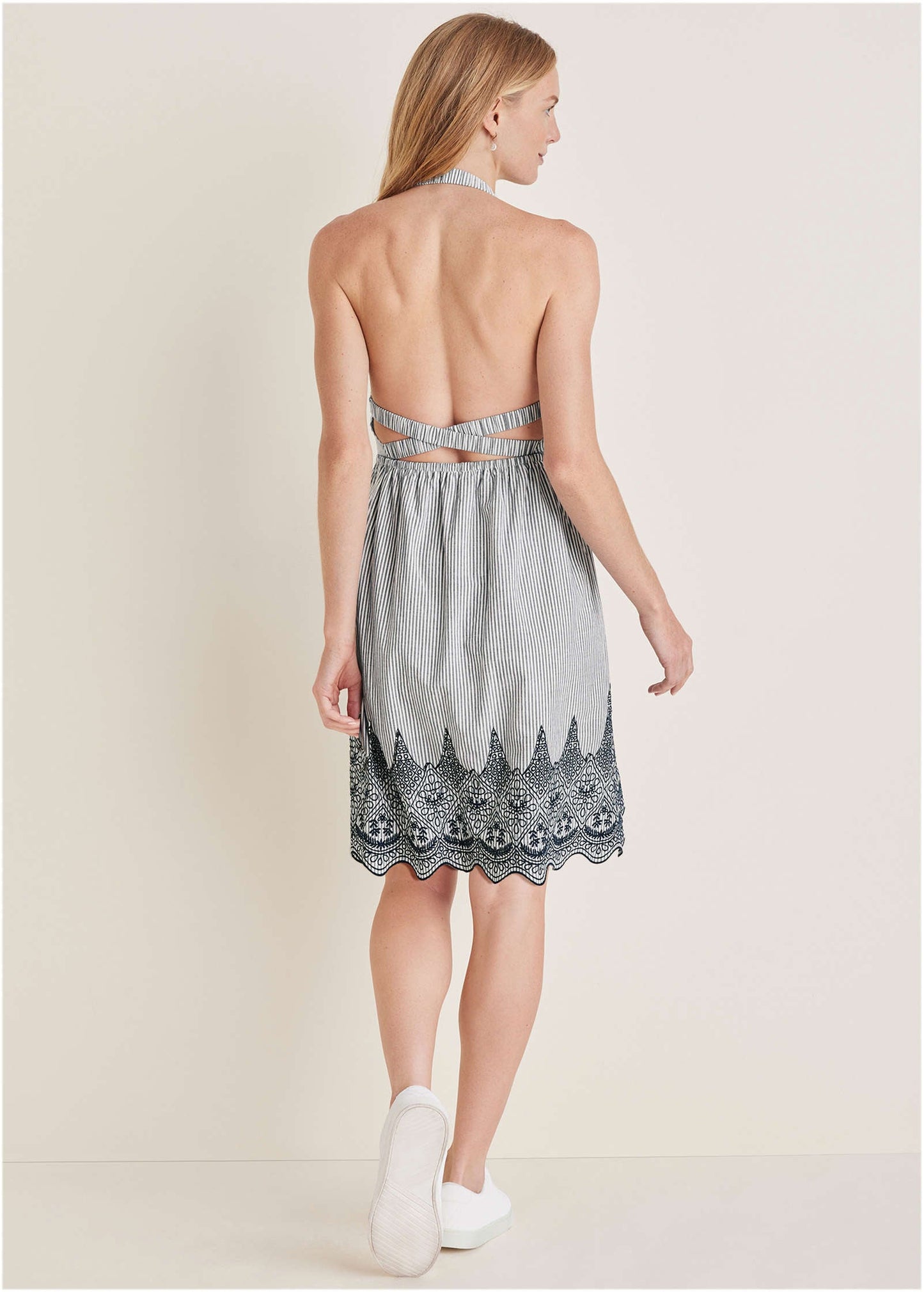Embroidered Midi Dress - Black & Ecru | Venus Best Seller