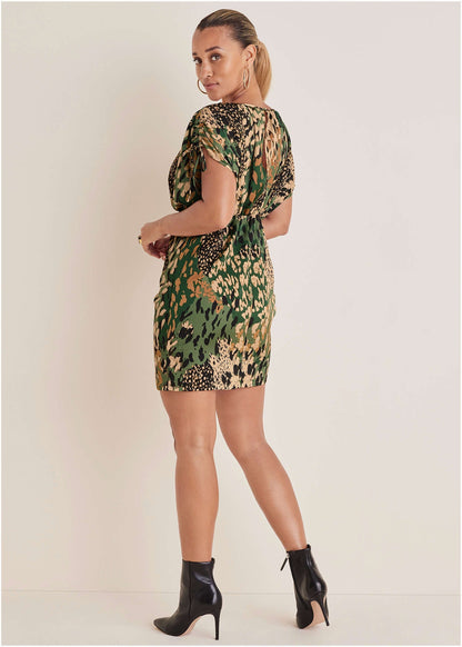 Boatneck Mini Dress - Brushed Animal | Venus Sale