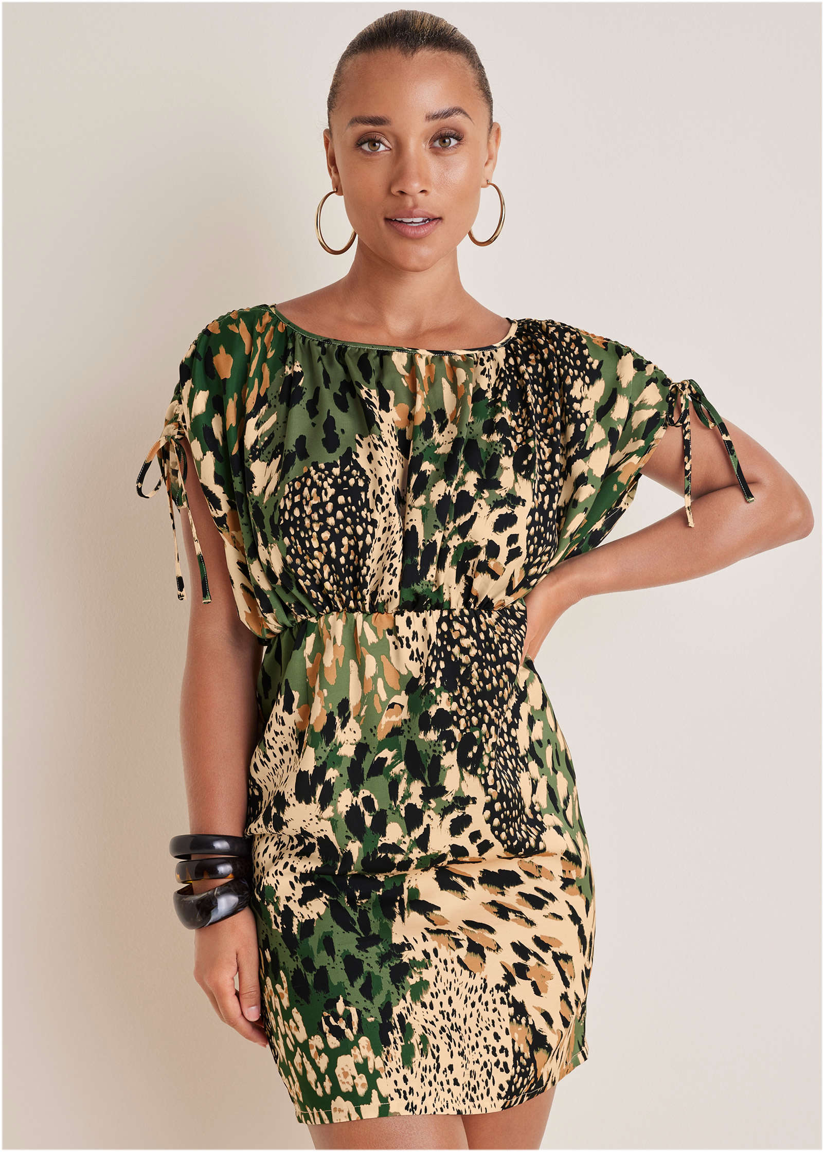 Boatneck Mini Dress - Brushed Animal | Venus Sale
