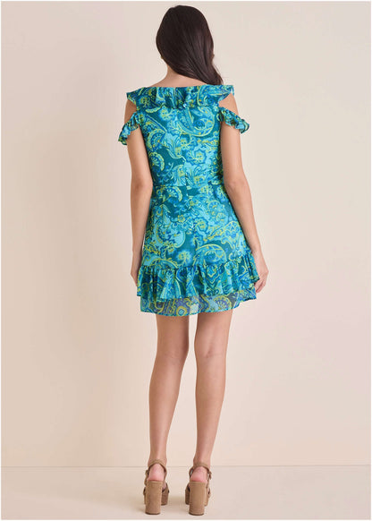 Paisley Ruffle Mini Dress - Garden Paisley | Venus Affordable