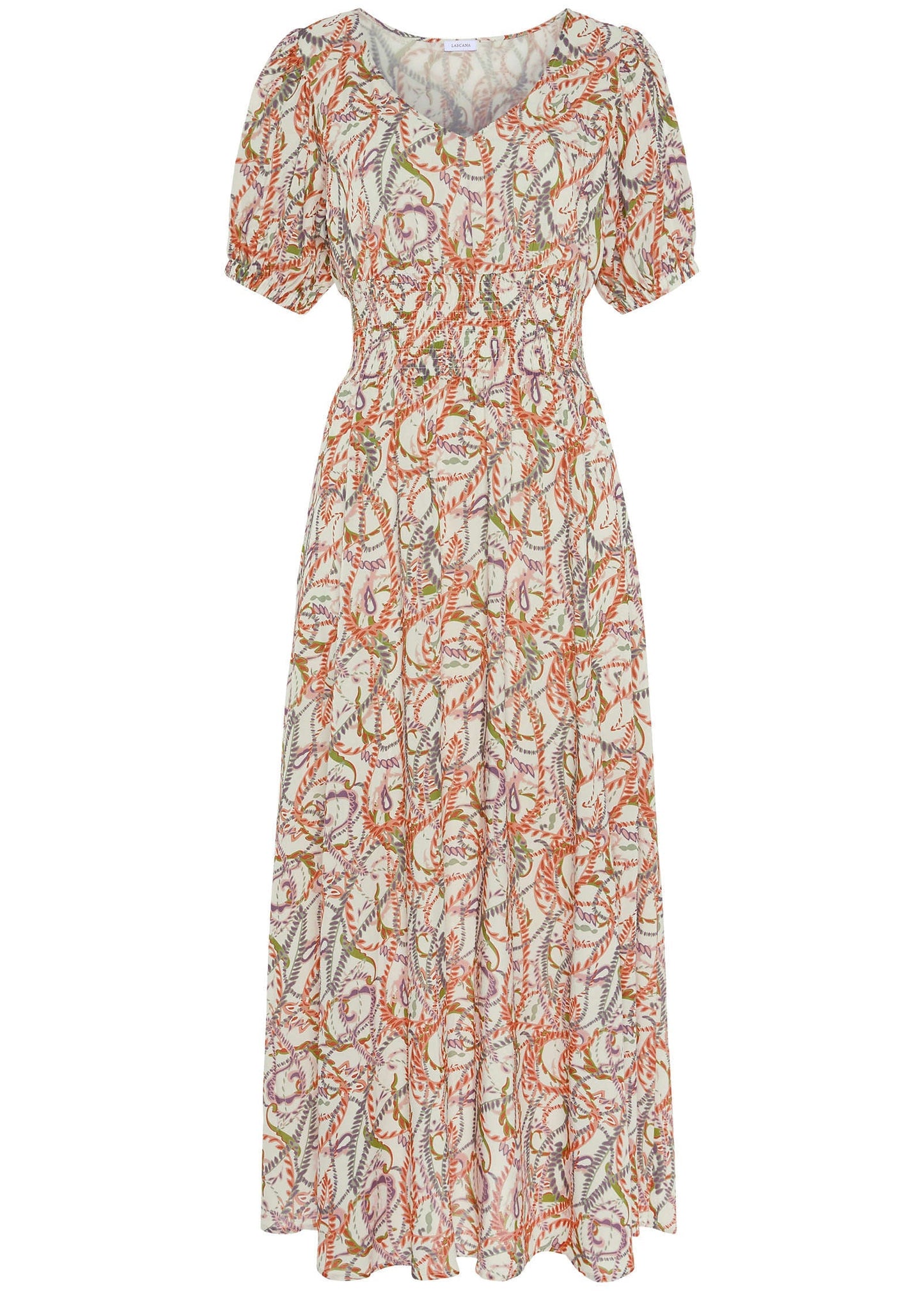 V-Neck Maxi Dress - White Multi | Venus Best Seller