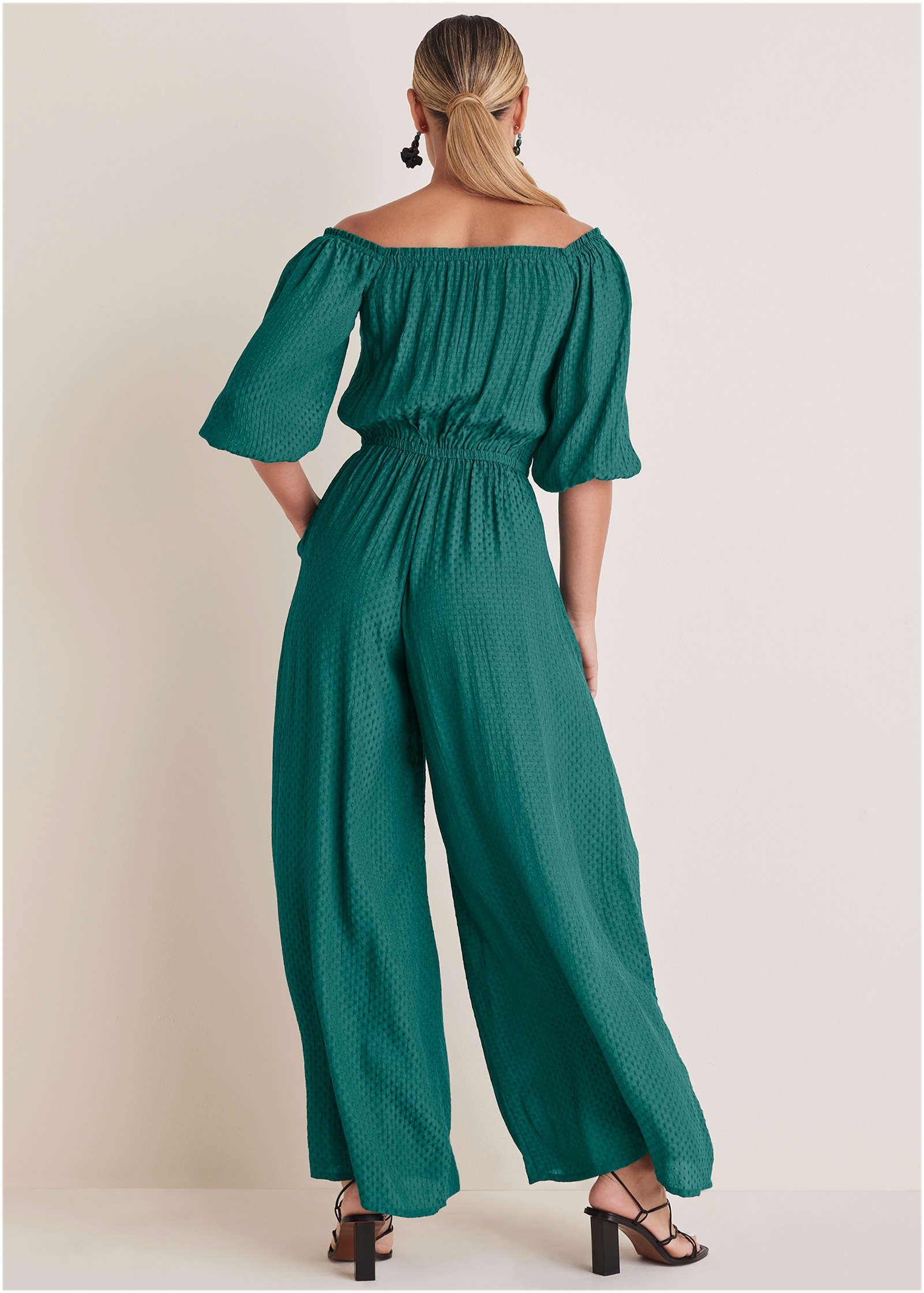 Off-The-Shoulder Jumpsuit - Teal Green | Venus Limited Edition