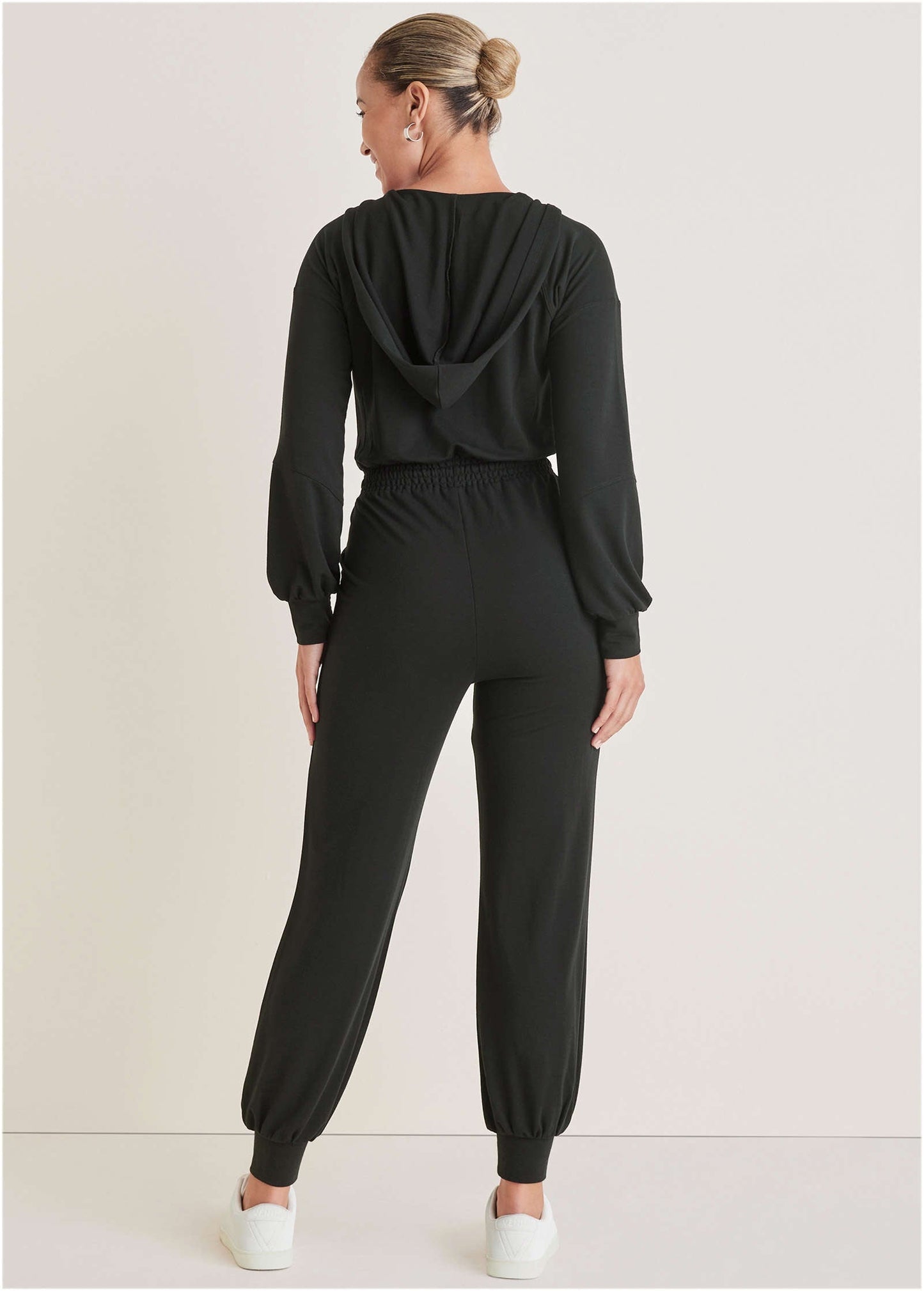Casual Hooded Jumpsuit - Jet Black | Venus Cost Saving