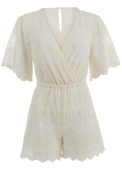 Lace Romper - Cream | Venus Value