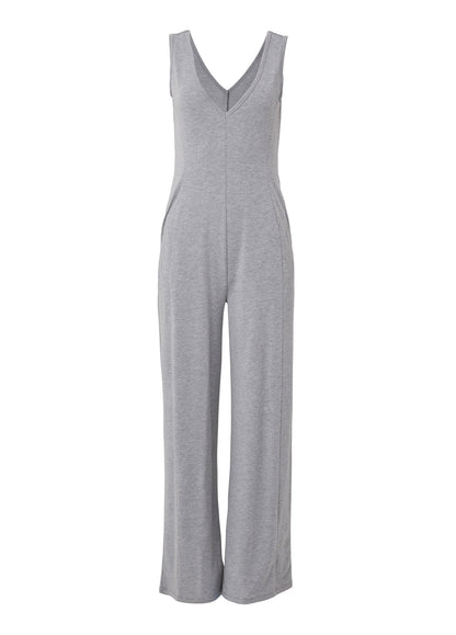 Relaxed V-Neck Jumpsuit - Heather Grey | Venus Affordable