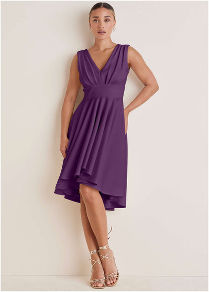 Ruffle High-Low Dress - Purple | Venus Budget Friendly