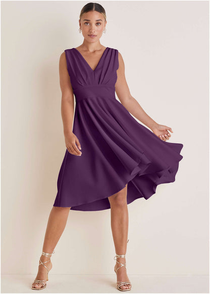 Ruffle High-Low Dress - Purple | Venus Budget Friendly