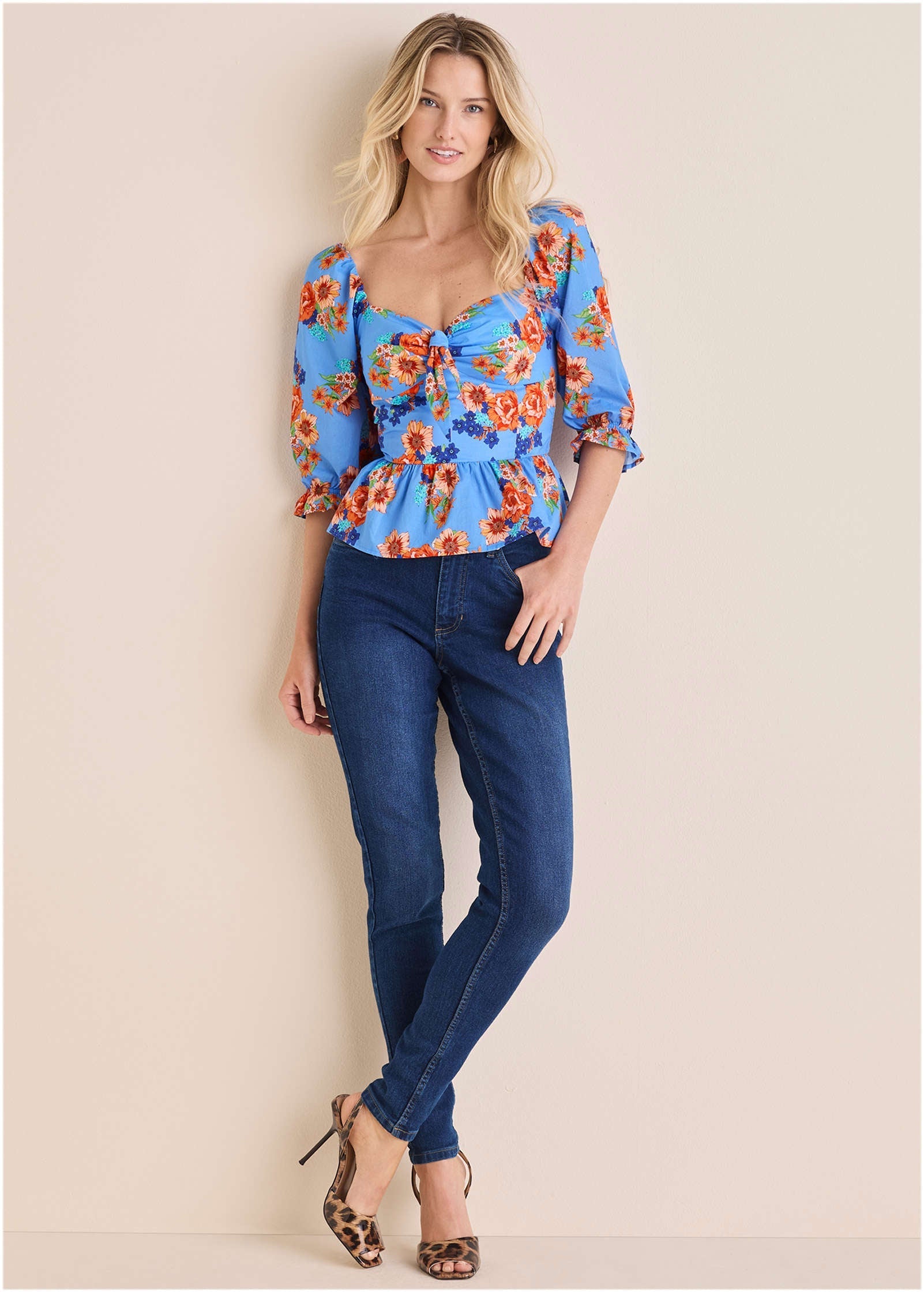 Peplum Sweetheart Top Voyage Bouquet Border | Venus Sale