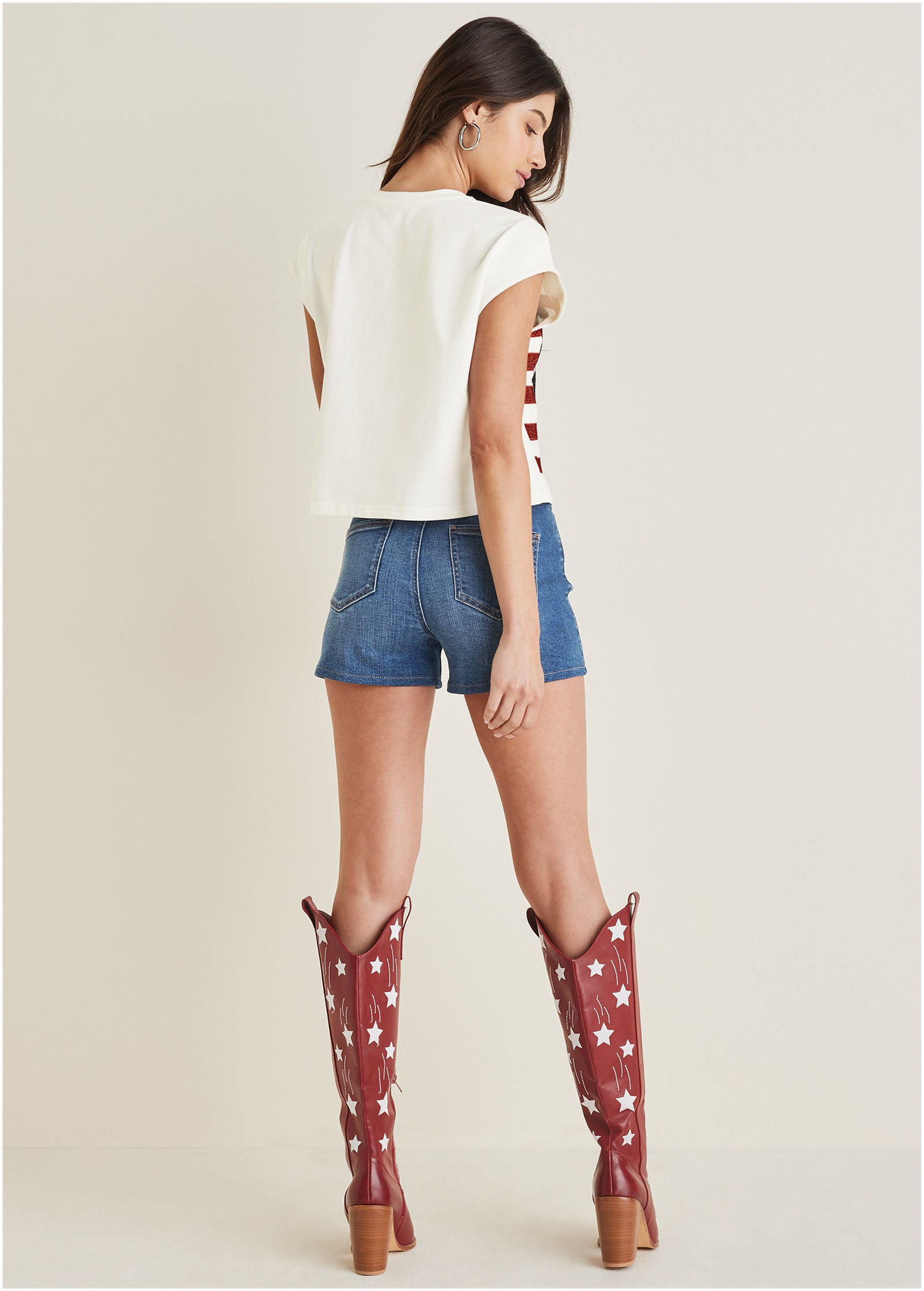 Stars And Stripes Sequin Top Cloud Dancer | Venus Value
