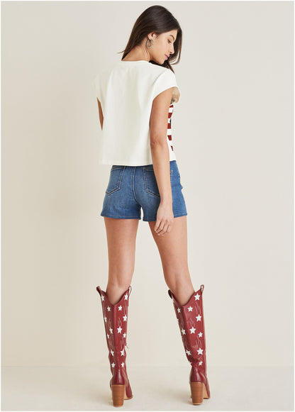 Stars And Stripes Sequin Top Cloud Dancer | Venus Value