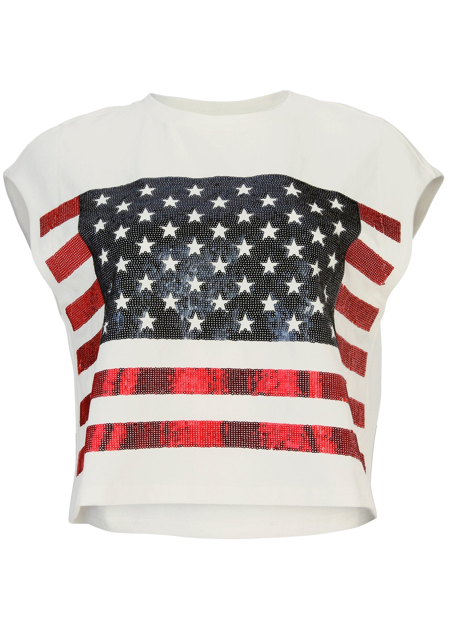 Stars And Stripes Sequin Top Cloud Dancer | Venus Value