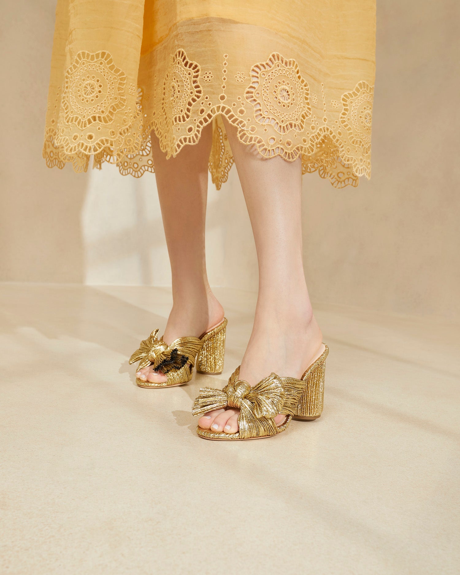 Loeffler Randall Women / Penny Gold Pleated Bow Heel