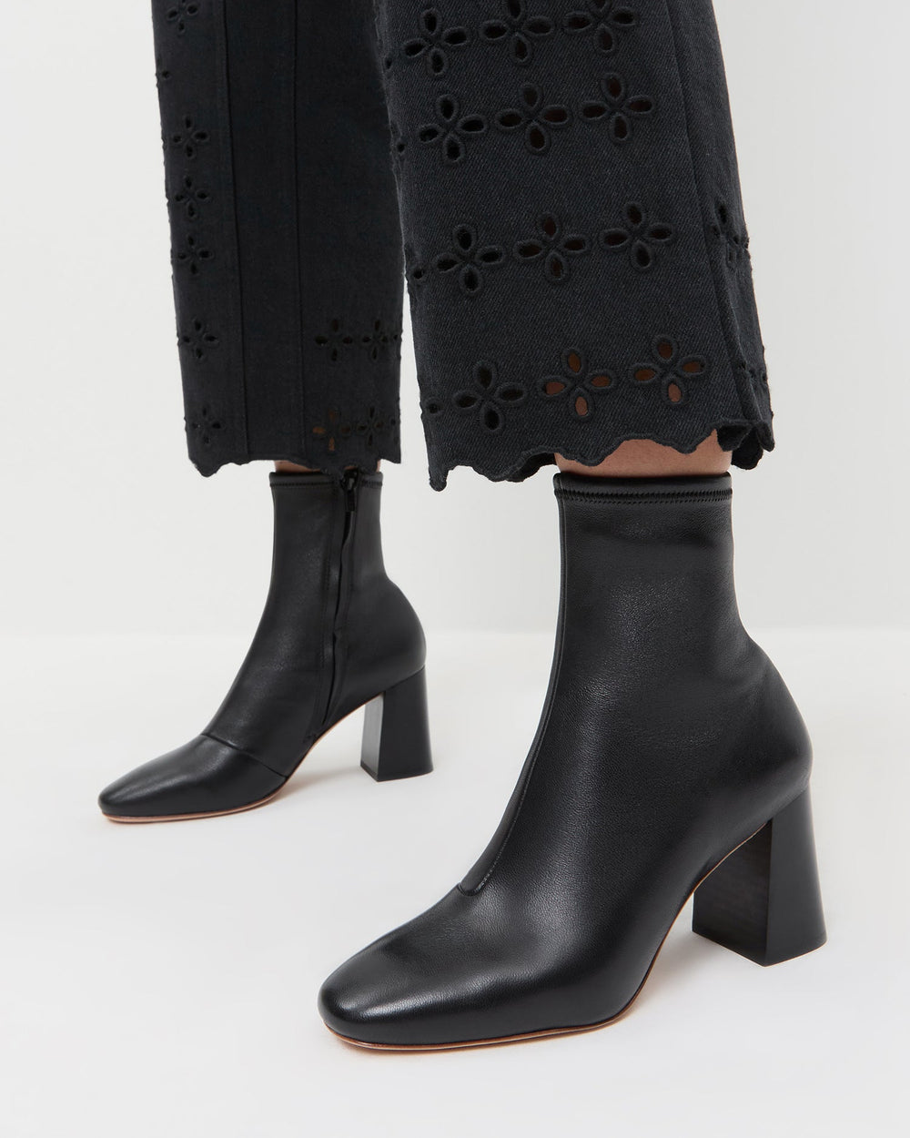 Loeffler Randall Women / Elise Black Leather Stretch Bootie