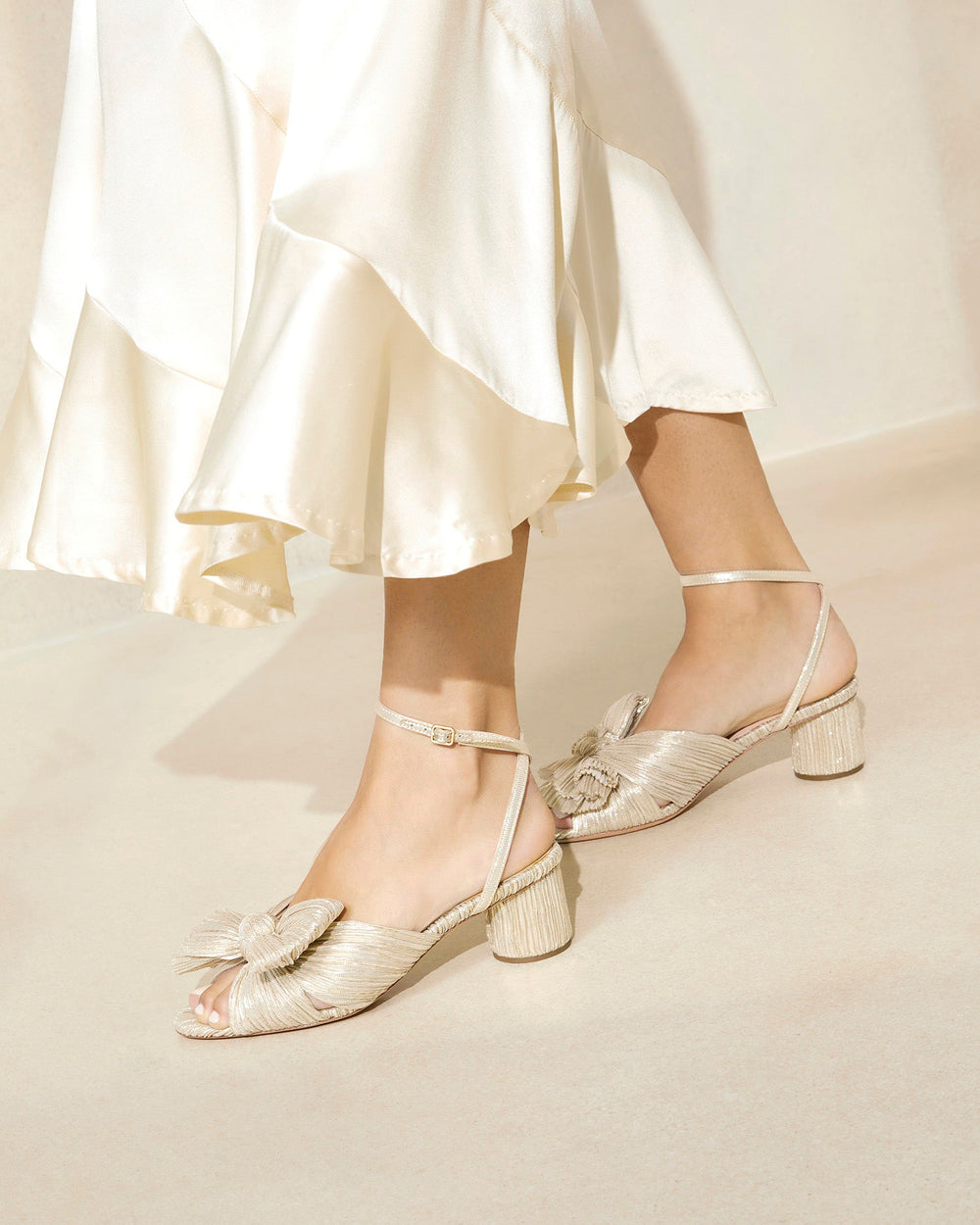 Loeffler Randall Women / Dahlia Platinum Pleated Bow Heel