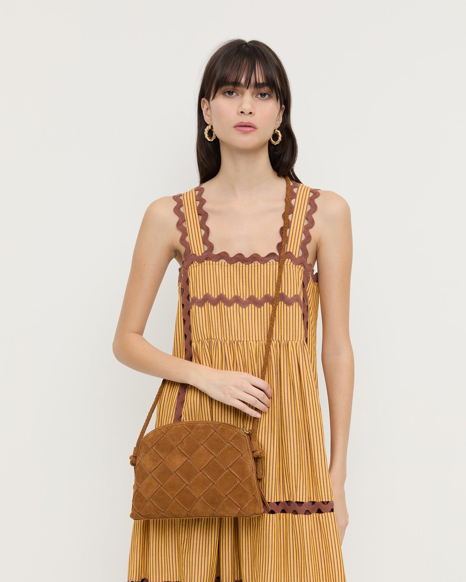 Loeffler Randall Women / Mallory Cacao Woven Suede Crossbody