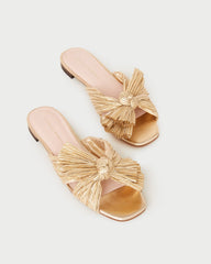 Loeffler Randall Women / Daphne Gold Bow Slide Sandal