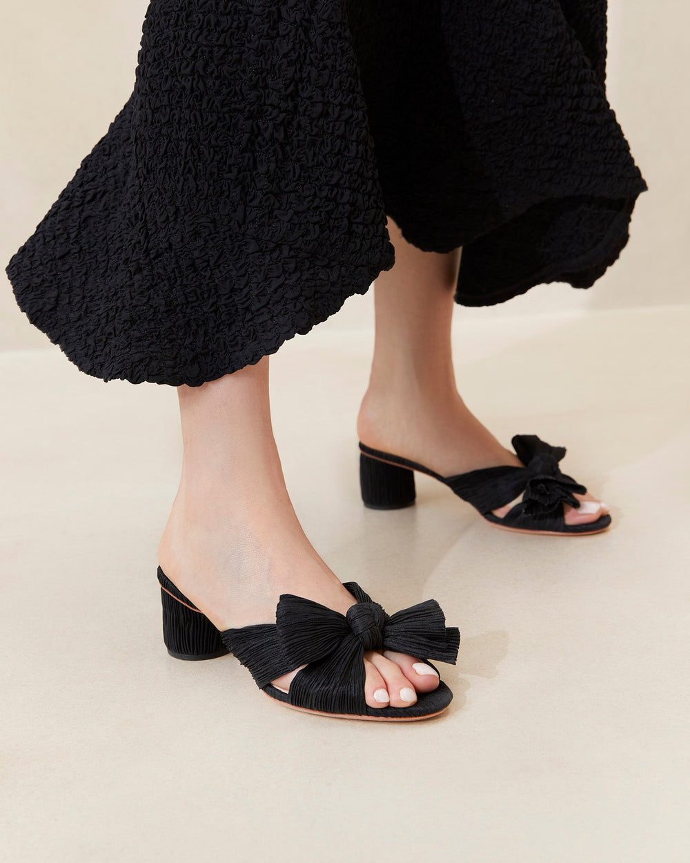 Loeffler Randall Women / Emilia Black Pleated Bow Heel