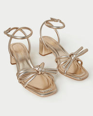 Loeffler Randall Women / Mikel Champagne Bow Mid-Heel Sandal