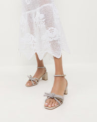 Loeffler Randall Women / Mikel Cappuccino Bow Mid-Heel Sandal