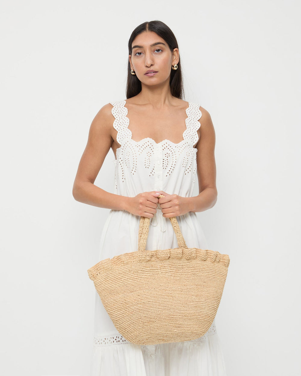 Loeffler Randall Women / Cyrus Natural Ruffled Woven Tote