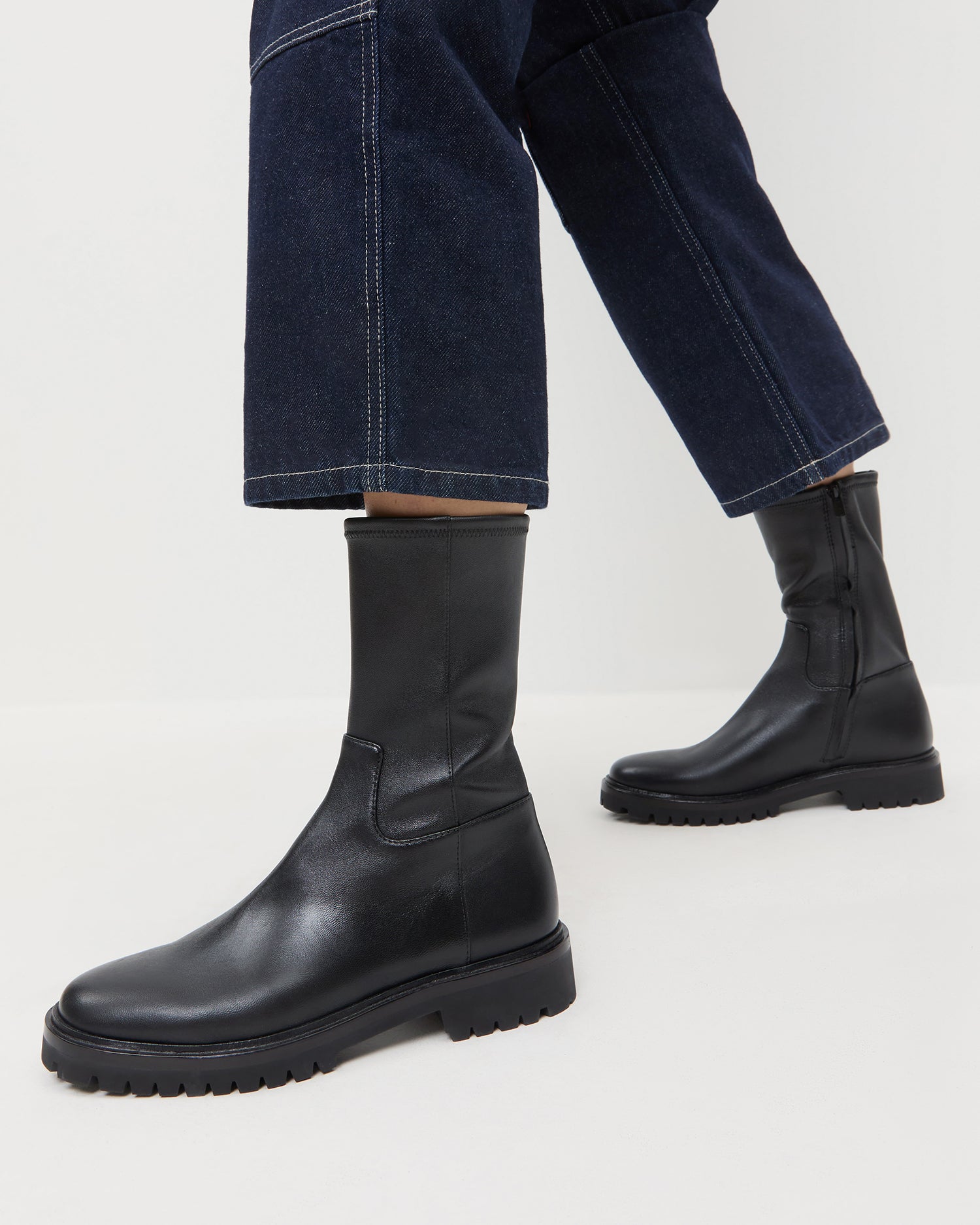 Loeffler Randall Women / Danny Black Leather Lug Boot