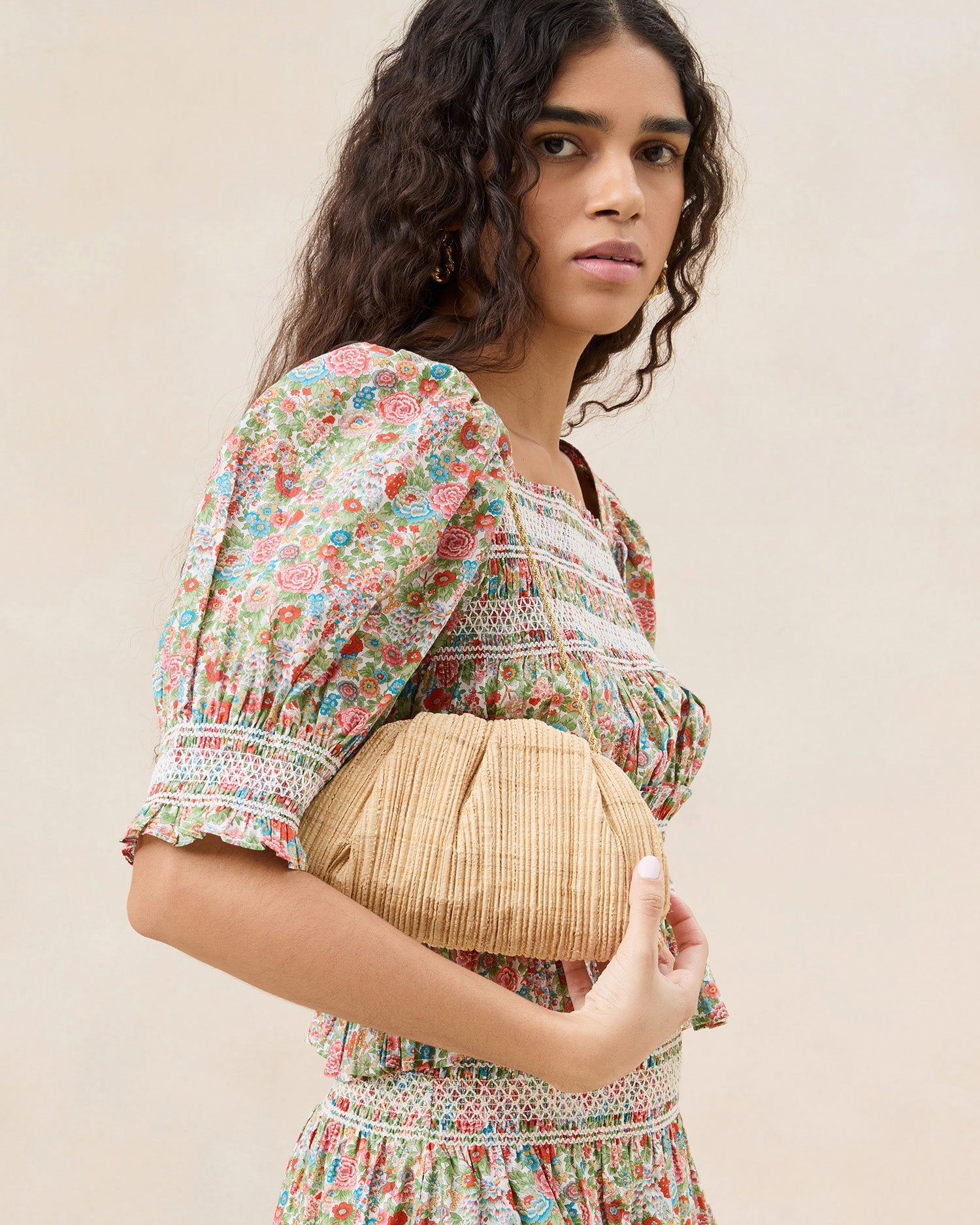 Loeffler Randall Women / Bailey Natural Pleated Dome Clutch