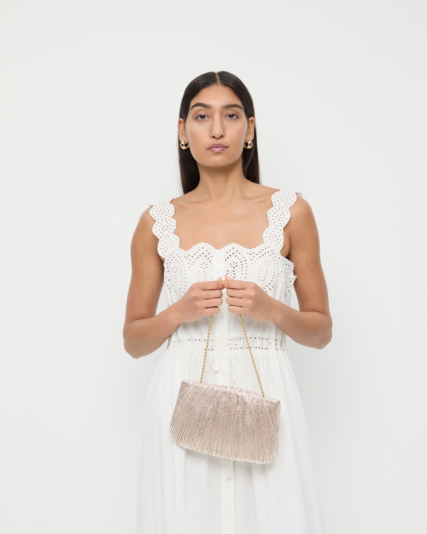 Loeffler Randall Women / Brit Champagne Flat Pleated Clutch