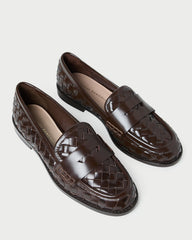 Loeffler Randall Women / Rachel Espresso Woven Leather Loafer