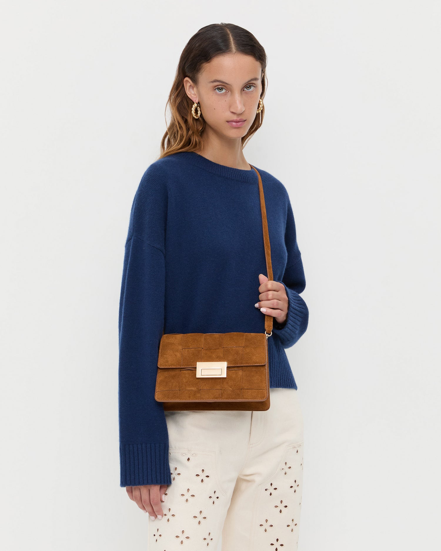 Loeffler Randall Women / Delphine Cacao Suede Shoulder Bag