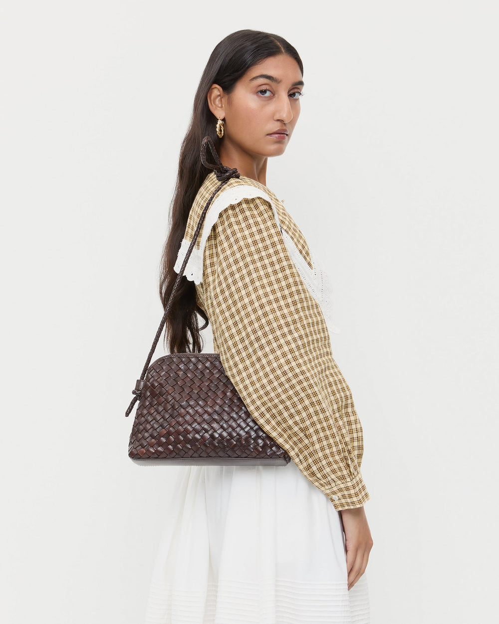 Loeffler Randall Women / Mallory Chocolate Woven Leather Crossbody