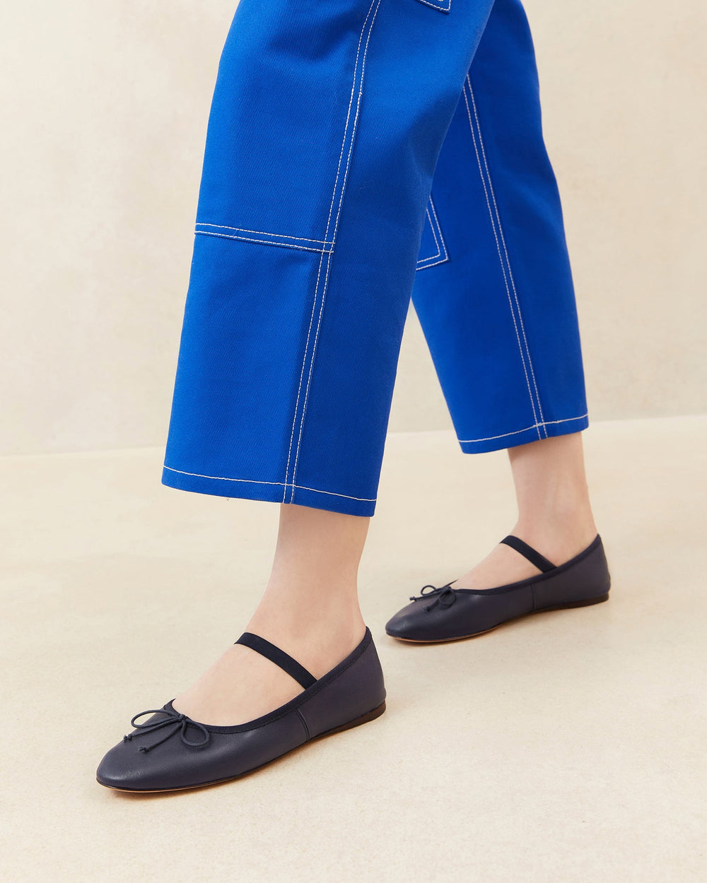 Loeffler Randall Women / Leonie Navy Leather Ballet Flat
