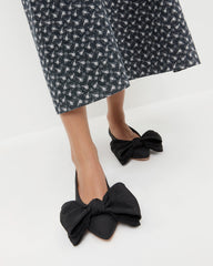 Loeffler Randall Women / Noa Black Moiré Bow Flat