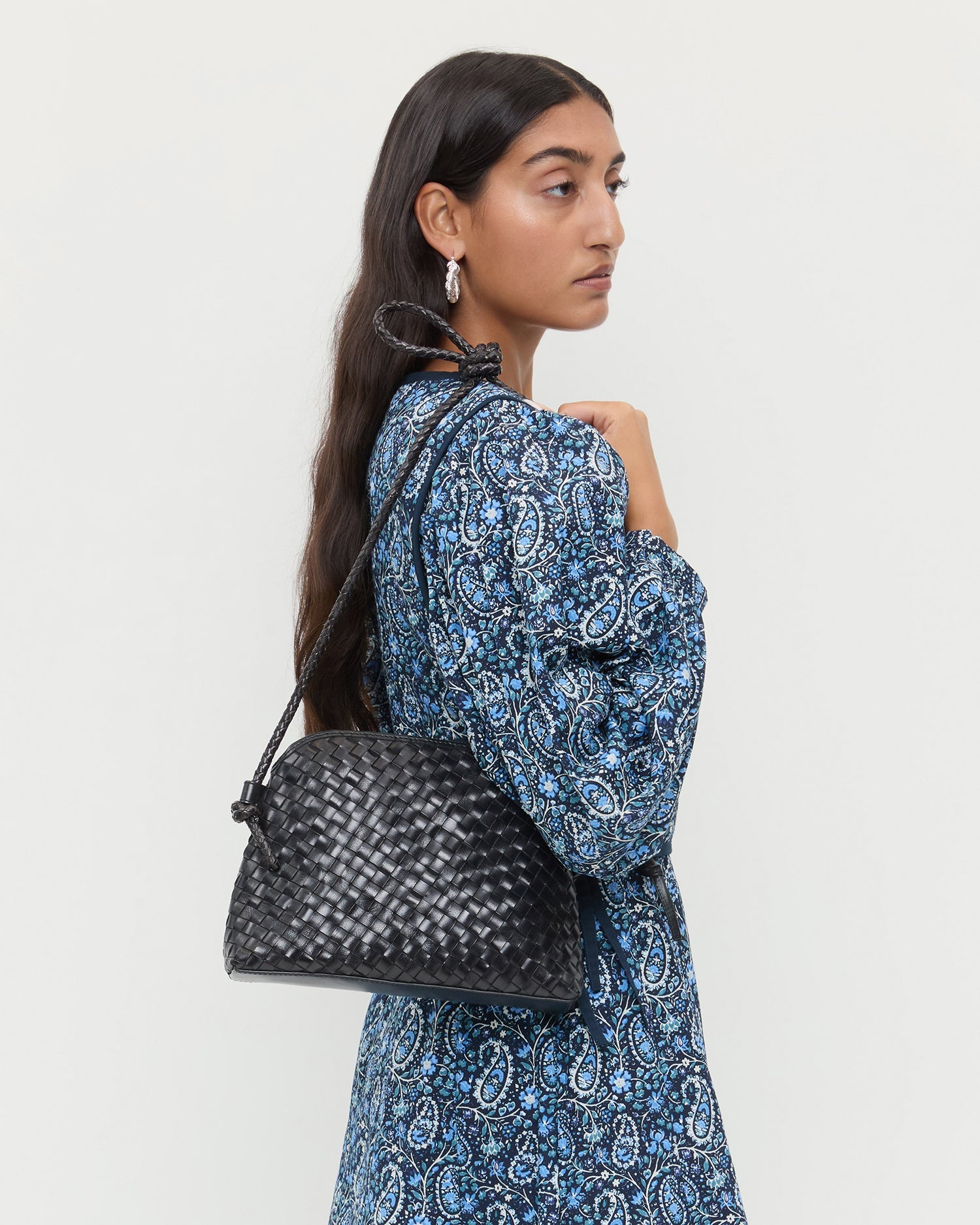 Loeffler Randall Women / Mallory Black Woven Leather Crossbody