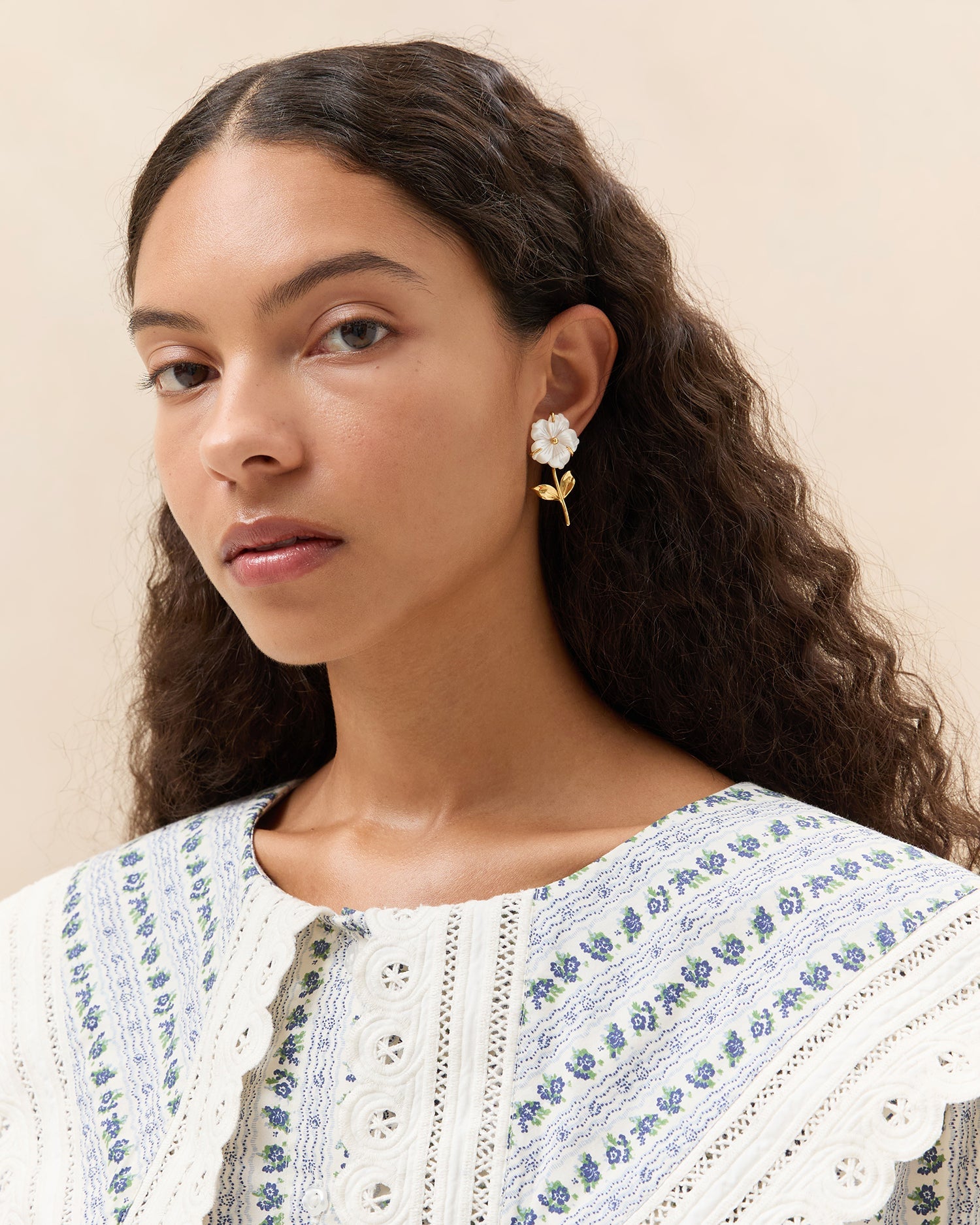 Loeffler Randall Women / Mai Gold/Pearl Flower Earrings