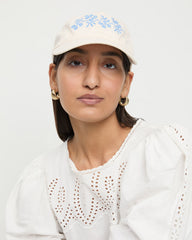 Loeffler Randall Women / Cairo Natural/Blue Embroidered Cap