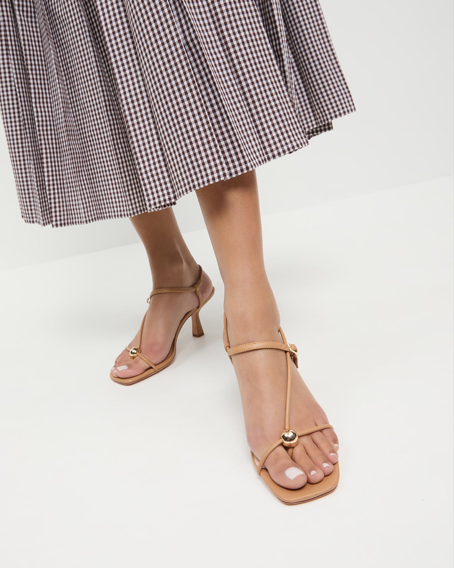 Loeffler Randall Women / Triana Dune Leather Mid-Heel Sandal