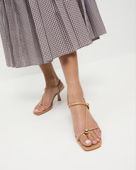 Loeffler Randall Women / Triana Dune Leather Mid-Heel Sandal