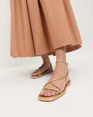 Loeffler Randall Women / Noor Gold Leather Flat Sandal