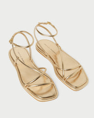 Loeffler Randall Women / Noor Gold Leather Flat Sandal