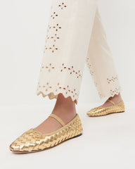 Loeffler Randall Women / Leonie Gold Woven Ballet Flat